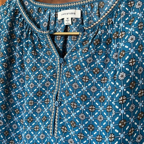Boho Medallion Patterned Ruffled Sleeve Blouse in Teal | M - Picture 3 of 7